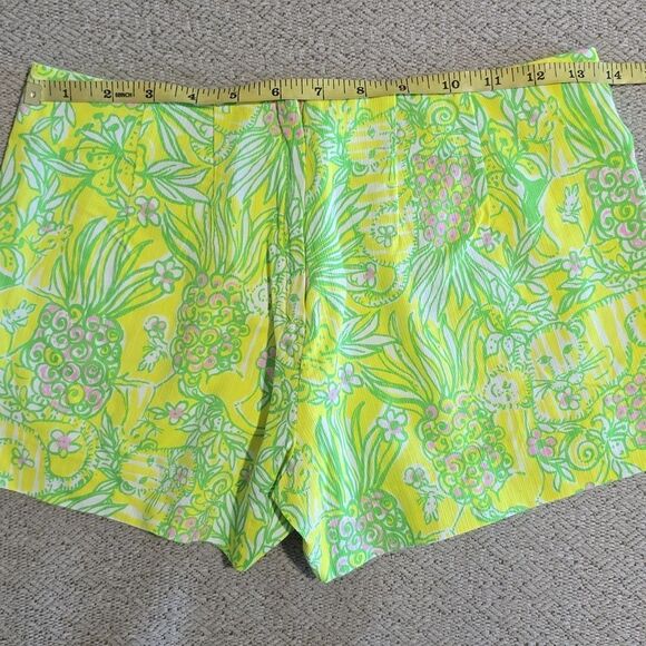 Lilly Pulitzer Liza Crazy Cat Yellow Green Shorts - Size 00 - Picture 7 of 12